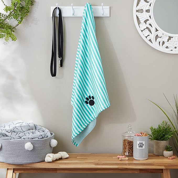 Bone Dry Pet Grooming Towel Collection Absorbent Microfiber X-Large 41x23.5", Striped