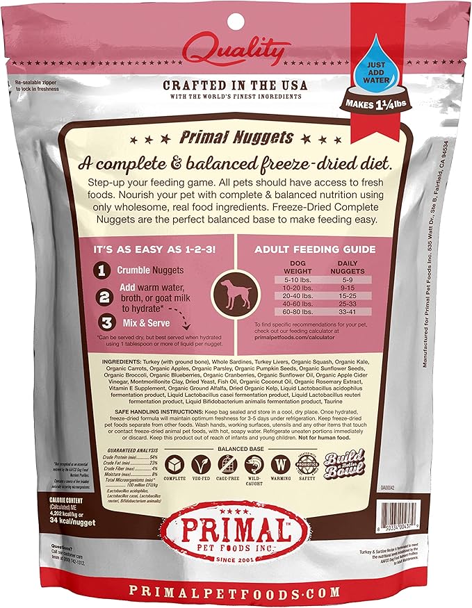 Primal Freeze Dried Raw Dog Food Nuggets 5.5 oz