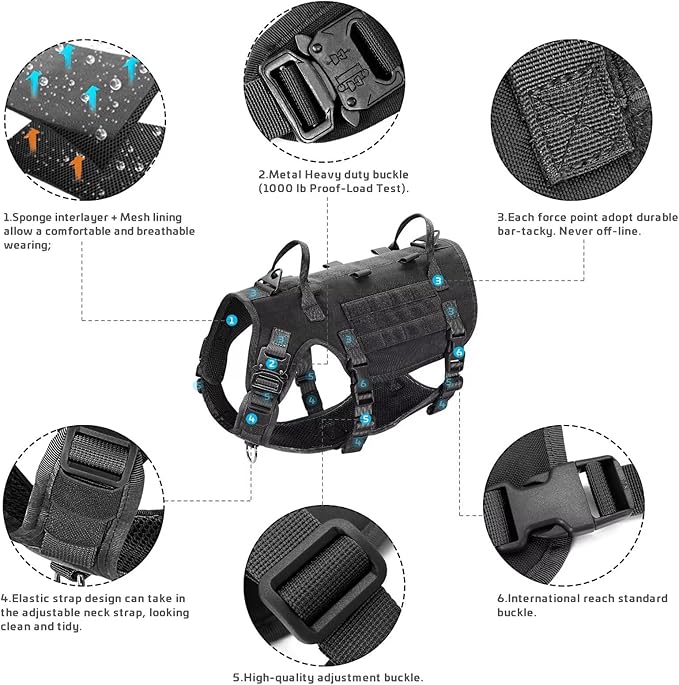 Forestpaw Tactical Dog Harness for Large Dogs