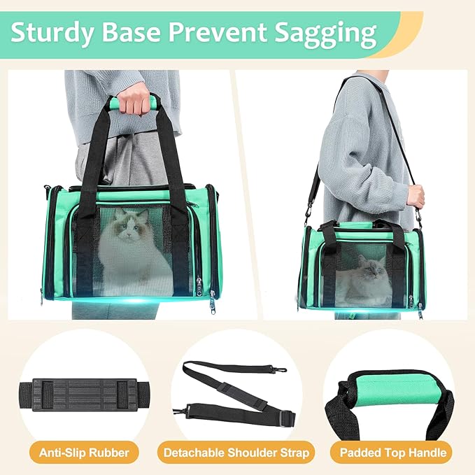 Cat Dog Carrier Up to 15 Lbs TSA Airline Approved Pet Carrier for Small Medium Cats Puppies Dog Carriers for Small Dogs Collapsible Soft Sided Cat Travel Carrier 15.7"x10.2"x10.2"