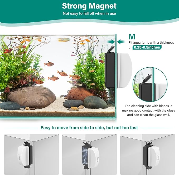 hygger Magnetic Aquarium Glass Cleaner 4 Detachable
