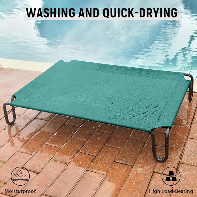 pettycare Elevated Outdoor Dog Bed 85 lbs,Green