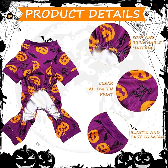 3 Pieces Halloween Dog Pajamas Pet Skull Pajamas