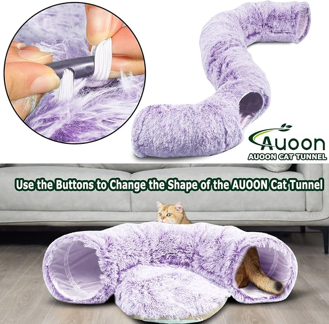AUOON Cat Tunnel Bed with Central Mat