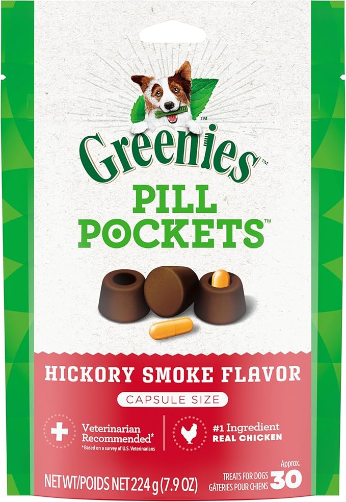 Greenies Pill Pockets for Dogs Capsule Size Natural Soft Dog Treats 7.9 oz. (30 Treats)
