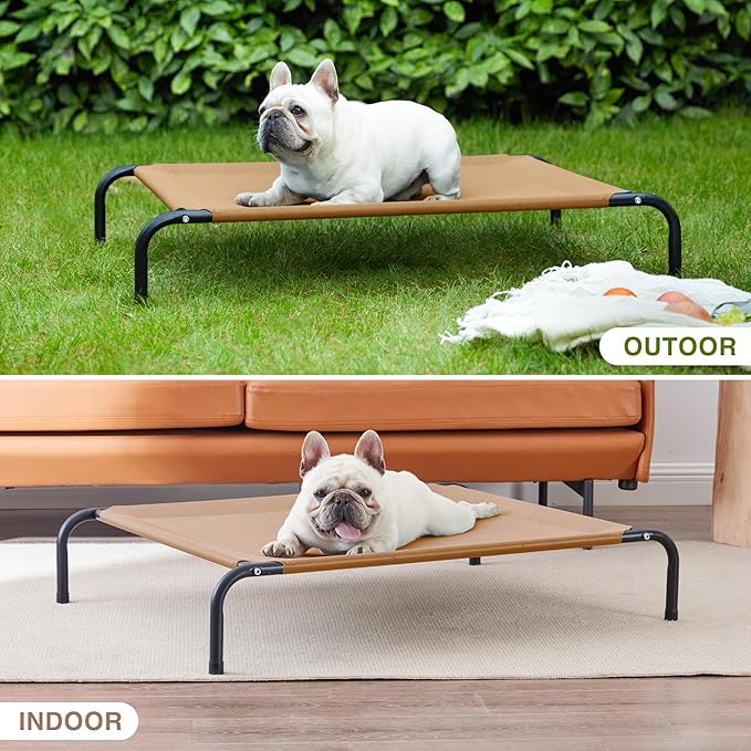 Love's cabin Elevated Cooling Dog Bed for Medium Dogs Beach,Beige,43 inches