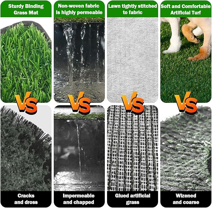 Dog Grass Mat with Pee Pad 38×23"