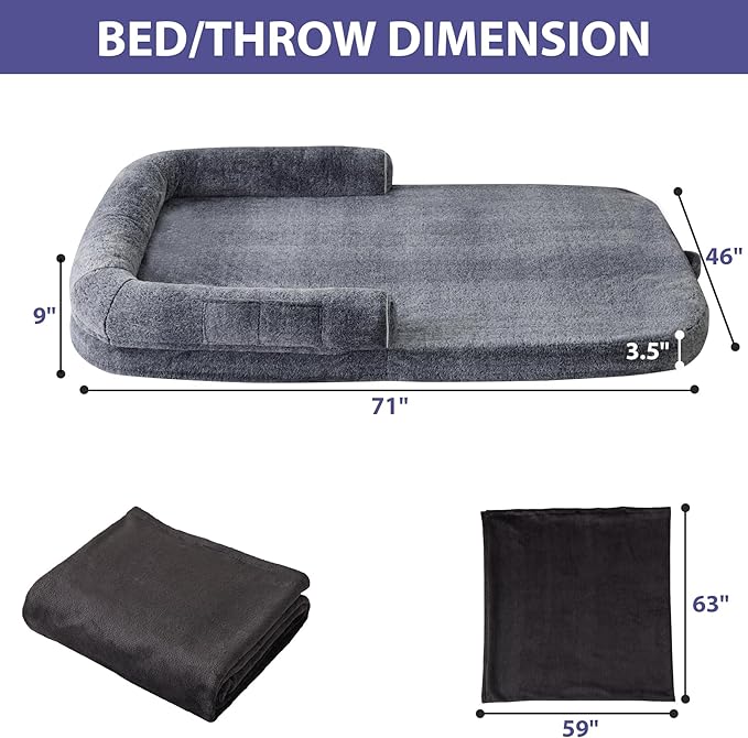 Human Dog Bed for Adult 71" x 46" x 9"