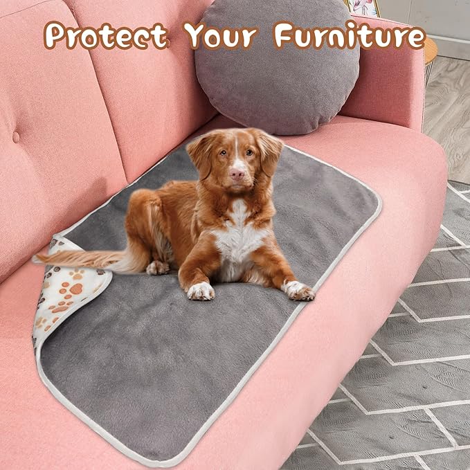 YUEPET Waterproof Dog Blankets 2 Pack 30"×20"(White+Coffee)