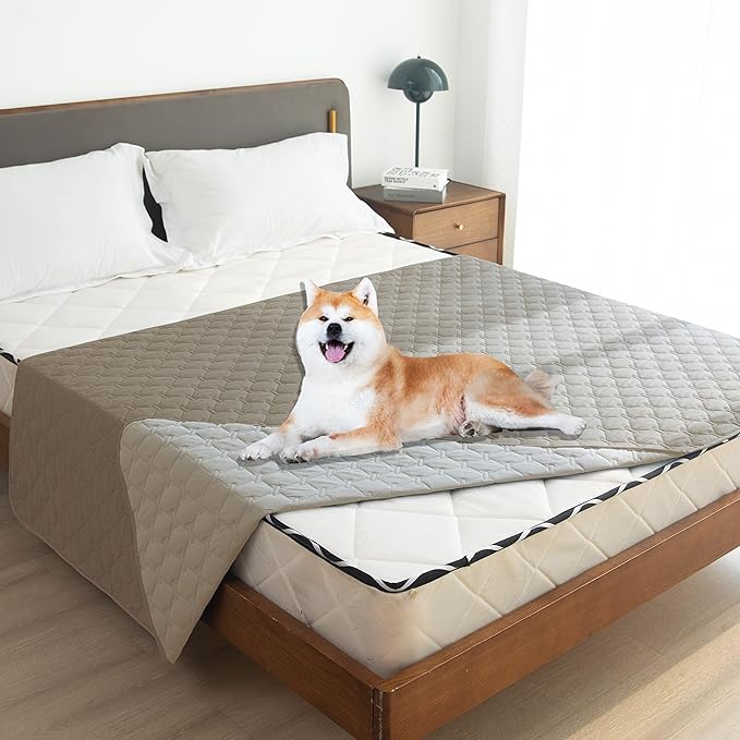 gogobunny 100% Double Sided Waterproof Dog Blanket Soft Pet Bed Cover Reversible Protect Furniture Couch Sofa Car for Puppy Large Dog Cat (Dark Stone/Light Stone 68x82 Inch 1))