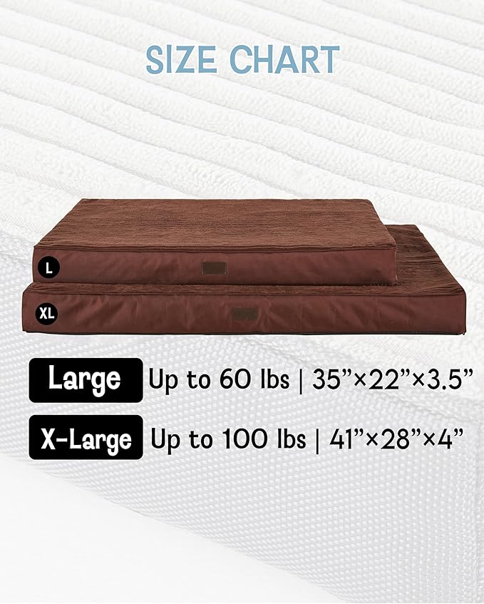 41 Inch Orthopedic Waterproof & Machine Washable Dog Bed with Egg Crate Foam Support