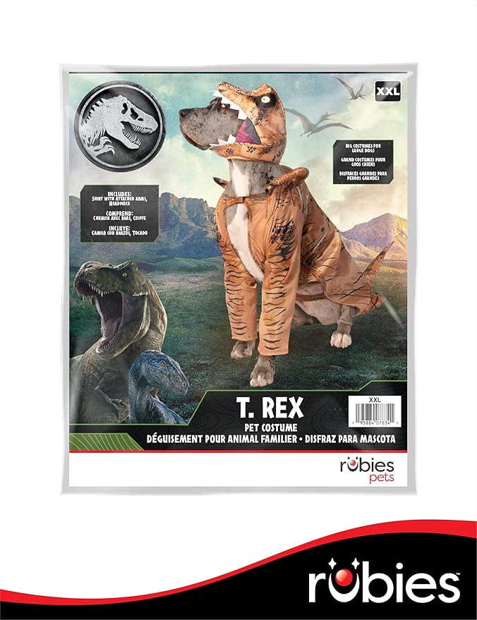 Rubies Jurassic World T-Rex Big Dogs Fun and Cute Pet Costume for Themed Party and Halloween 2X-Large