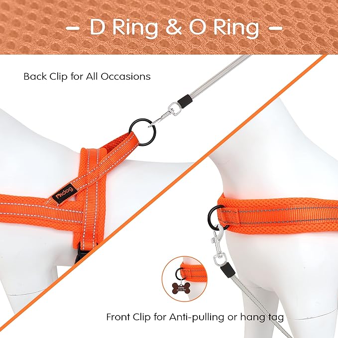 Didog Soft Mesh Padded Dog Vest Harness 26-32", Orange)
