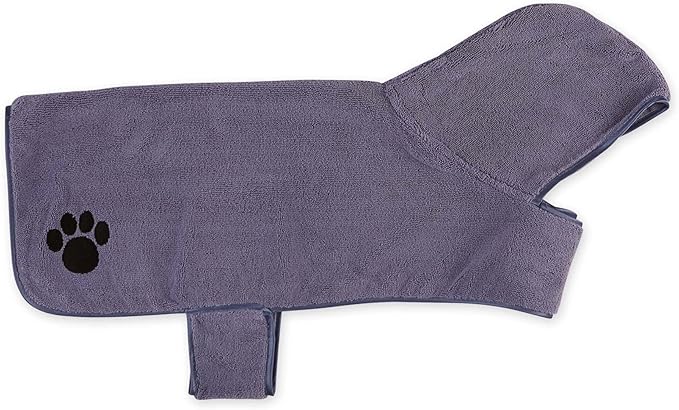 Bone Dry Pet Robe Collection Embroidered Absorbent Microfiber Bath Robe with Adjustable Closure