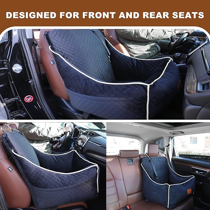 Dog Car Seat for Small/Medium Dogs 35lbs (Black)