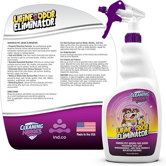 Pet Carpet Cleaner & Urine Odor Eliminator for Strong Odor 32oz Enzyme