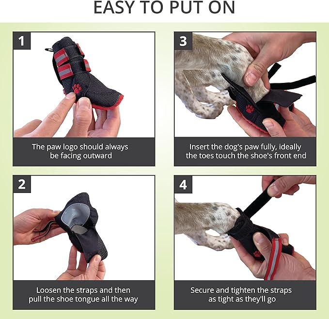 Breathable Anti-Slip Dog Shoes 2.0 - with Elastic Straps for Small, Medium & Large Dogs | x4 Dog Boots for Summer Hot Pavement, Hiking, Rain, Heat & General Paw Protection | Size 60