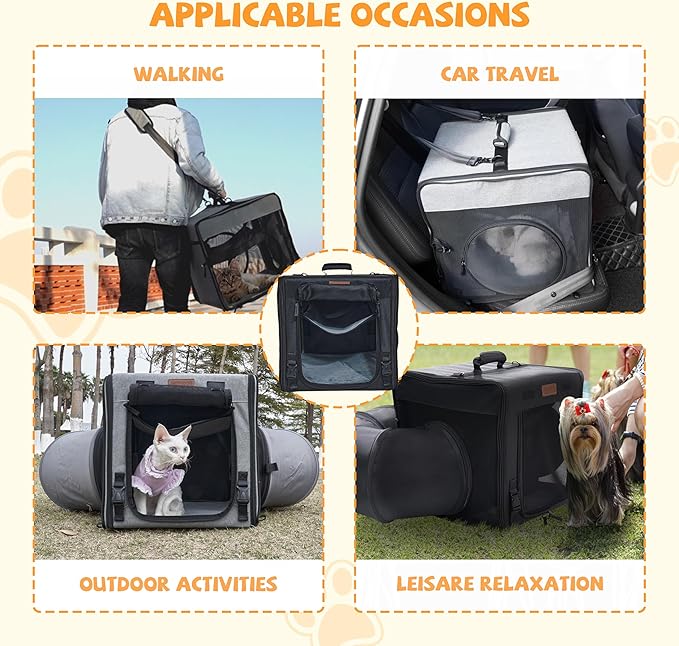 Cat Travel Carrier with Litter Box 2-in-1 Portable 2 Cats