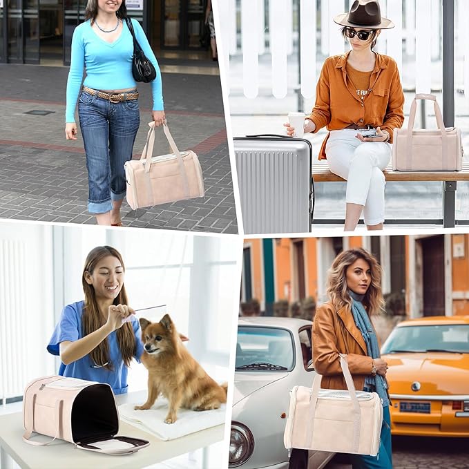 Fashion Leather Dog Carrier Cat Carrier Airline Approved Pet Carrier for Small Medium Dogs Cats Under 15Lbs