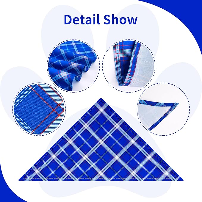 10PCS Dog Bandanas Plaid for XS Small Doggie Puppy Kerchief Washable Triangle Bibs Head Scarves Scarfs for Boys and Girls Grooming Accessories