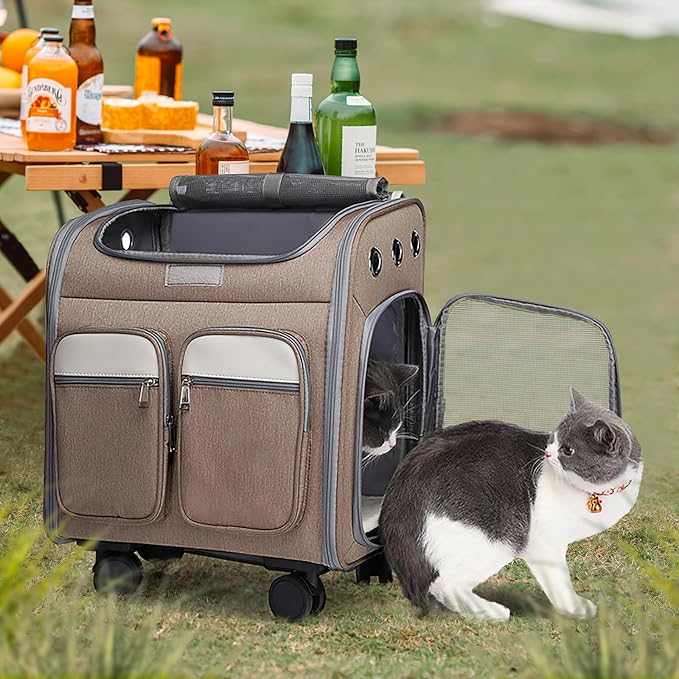 Wheeled Pet Carrier Backpack Breathable Pet Carrier