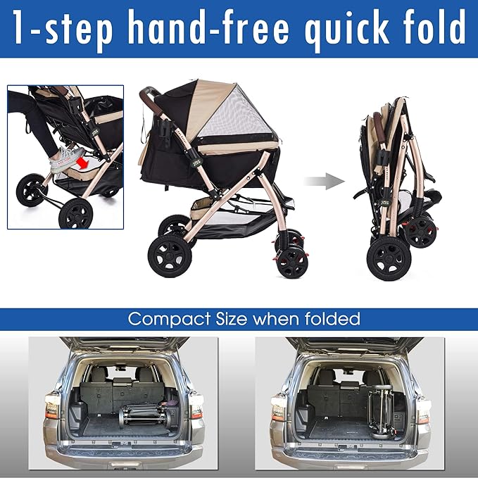 HPZ Pet Rover XL Extra-Long Premium Heavy Duty Dog/Cat/Pet Stroller Travel Carriage for Small 2nd-Gen)