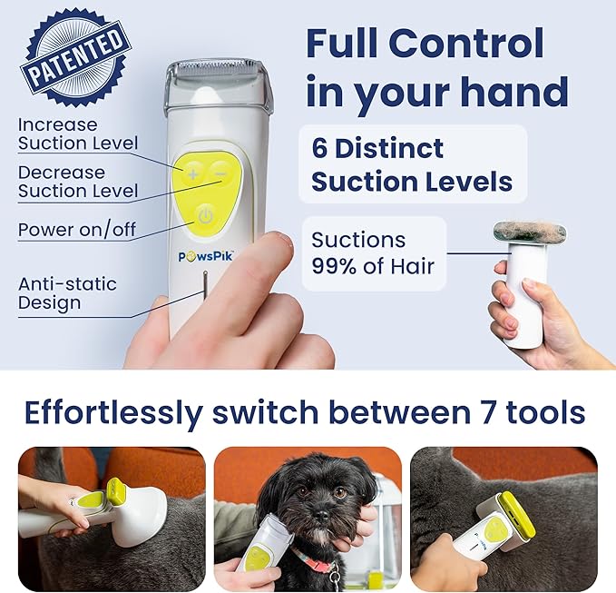 Professional Dog Grooming Vacuum Kit 7 Grooming 2.2L Dust