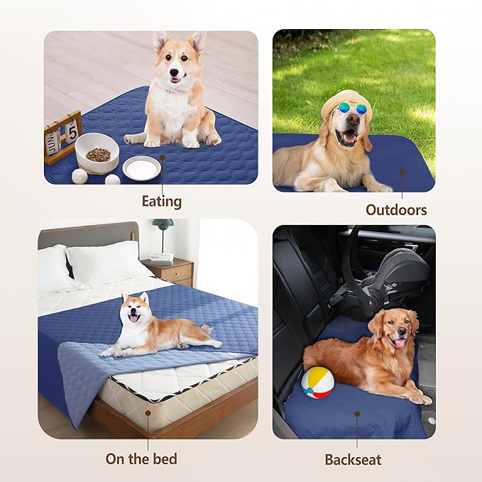 gogobunny 100% Double Sided Waterproof Dog Blanket Soft Pet Bed Cover Reversible Protect Furniture Couch Sofa Car for Puppy Large Dog Cat (Dark Navy/Light Navy 30x90 Inch 1))