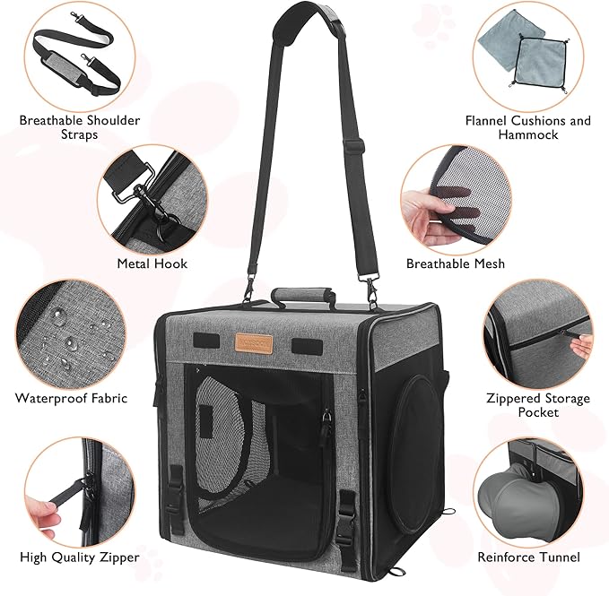 PETUX Cat Travel Carrier with Litle Box 2-in-1 Cat 2 Cats,