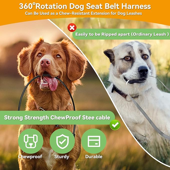 Dog Seat Belt for Car 2Pcs Dog 2in Diameter 300 lbs.