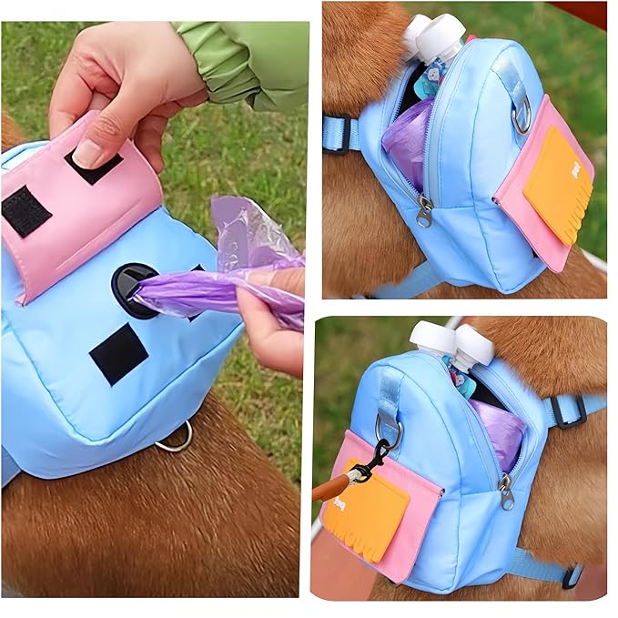 Cute and Functional Pet Outing Backpack with Adjustable Width and Water-Resistant Fabric. (Blue