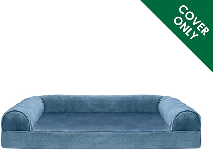 Furhaven Replacement Dog Bed Cover Faux Fur & Velvet Sofa-Style