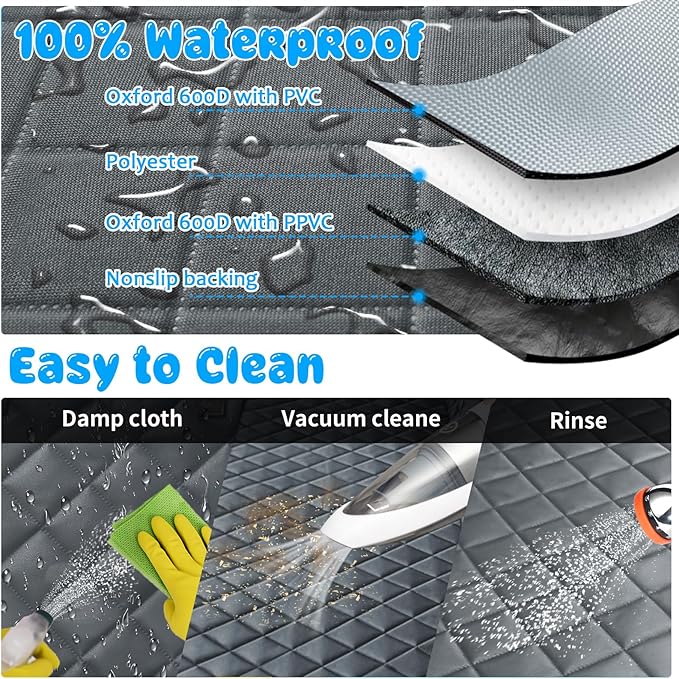 URPOWER 6-in-1 Dog Car Seat Cover for Back Seat 40/60 Split