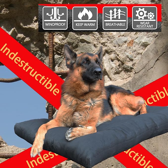 Indestructible Dog Beds Chew Proof Large Dogs Washable 42inch Crate 42"x28",Black