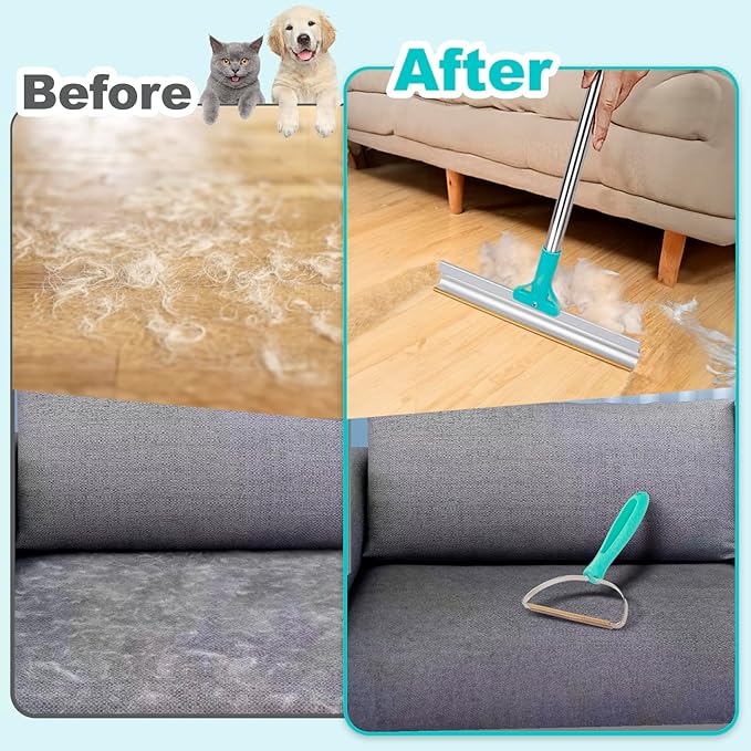 Carpet Rake for Pet Hair Removal 2 in 1 Adjustable