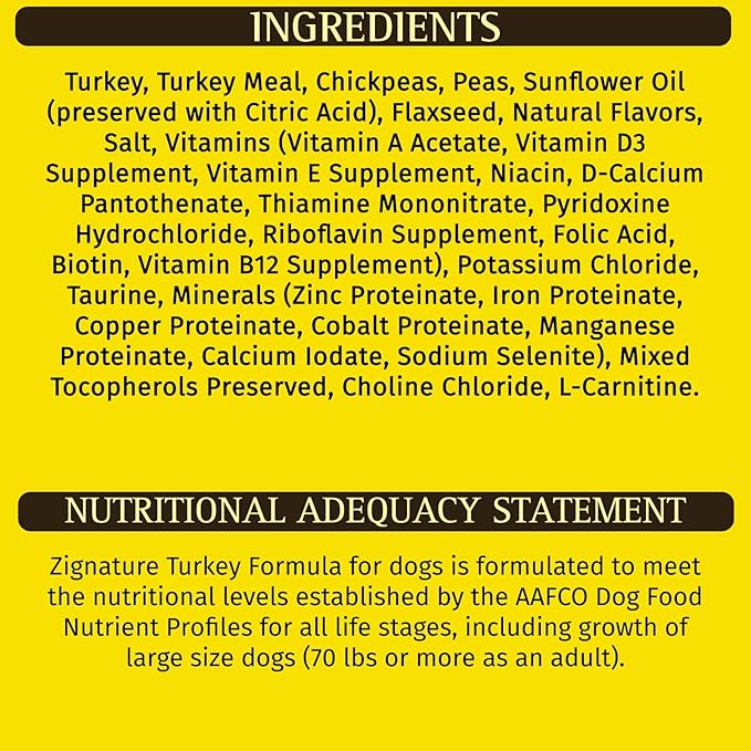 Zignature Turkey Limited Ingredient Formula Small Bites Dry Dog Food 12.5lb