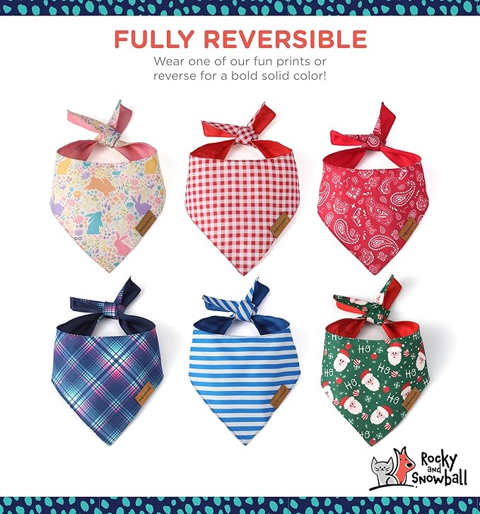 Dog Bandanas, Pet Bandanas for Dogs - Puppy Bandana, Reversible Scarf, Soft & Breathable, Dog Scarf for Medium & Large Dogs