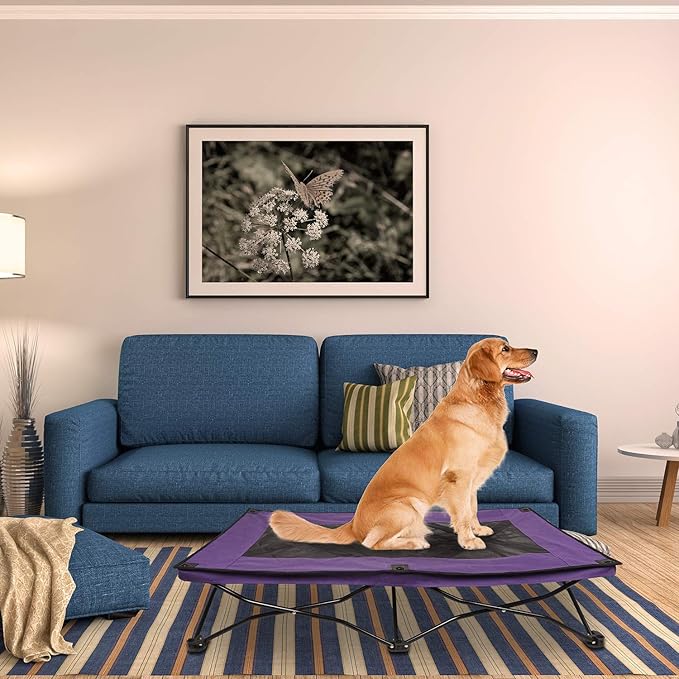 YEP HHO 47 Inches Long Elevated Folding Pet Bed Cot Travel Portable Breathable Cooling Textilene Mesh Sleeping Dog Bed (47 Inch (Pack of 1)