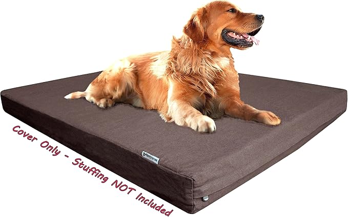 Dogbed4less DIY Pet Bed Pillow Brown Denim Duvet Cover and Waterproof Internal case for Dog at 47X29X4 Inch