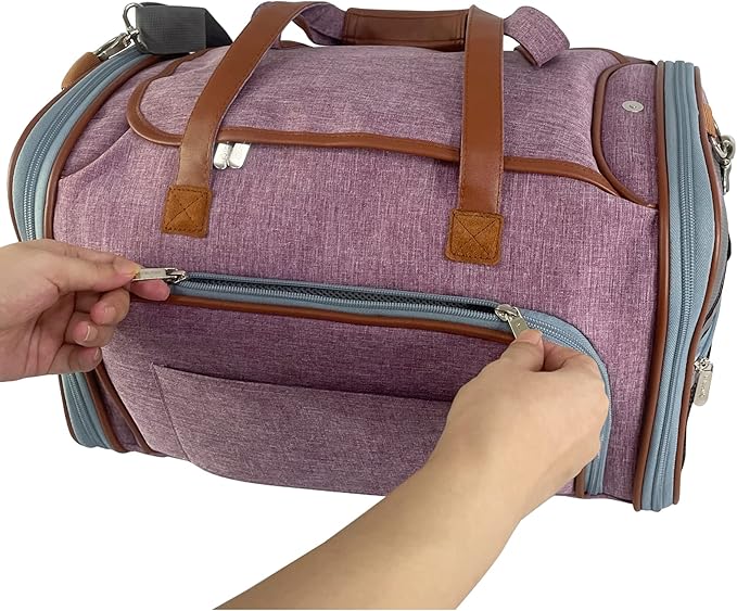 Mr. Peanut's Expandable Airline Approved Soft Sided Pet Carrier, Low Profile Gold Series Tote, Premium Brand Self Locking Zippers, Plush Faux Fleece Bedding with a Sturdy Plywood Base