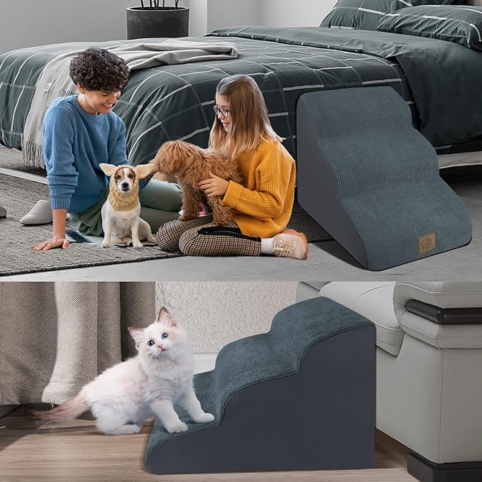 Mestuel Dog Stairs for Couch Bed Sofa 3 Steps 60 lbs,