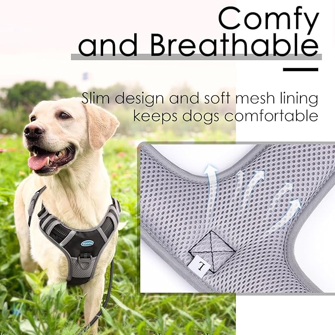 ThinkPet No Pull Harness Breathable Sport Harness with Handle-Dog Harnesses Reflective Adjustable for Medium Large Dogs
