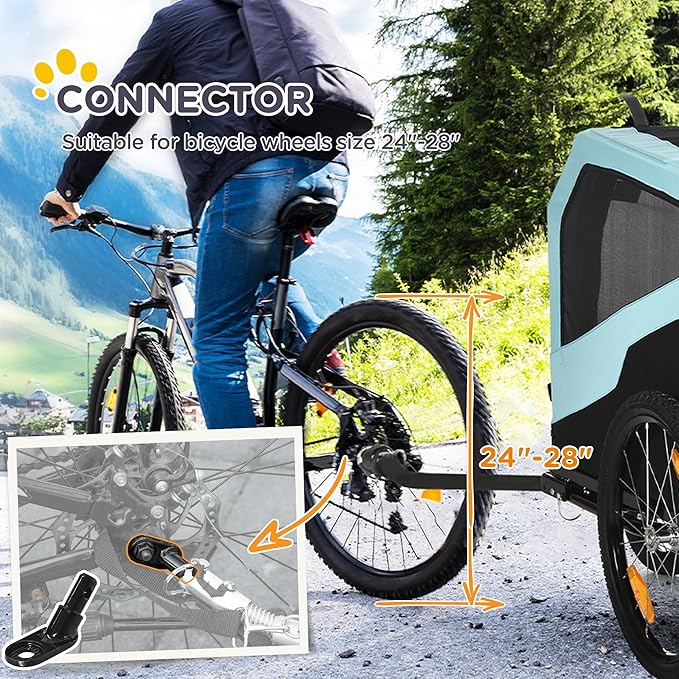 Aosom 2-in-1 Dog Bike Trailer Pet Stroller Carrier for Large Dogs with Hitch