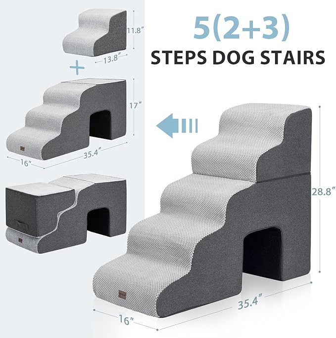 Dog Stairs for High Beds with Tunnel 5-Step Dog