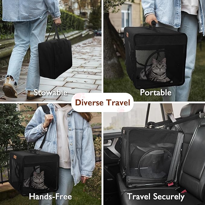 PETUX Cat Travel Carrier with Litle Box 2-in-1 Cat 2 Cats,