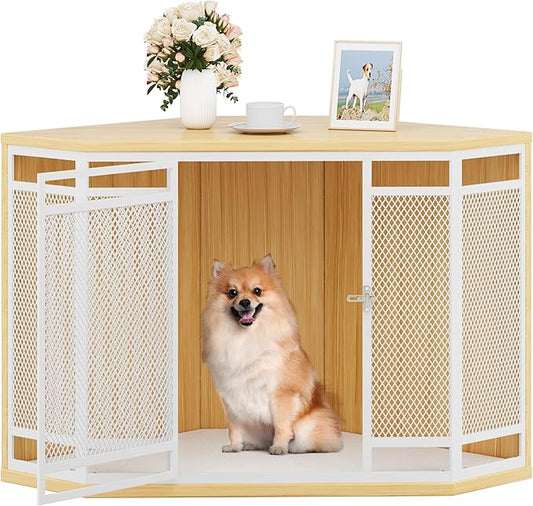 YITAHOME Corner Dog Crate Furniture with Cushion 43.7" Dog