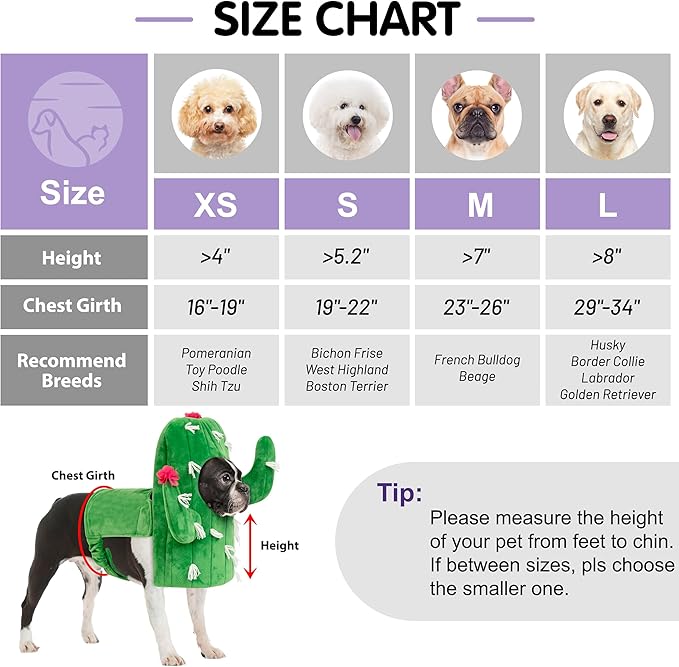 cyeollo Dog Costume Funny Cactus Dog Costumes Cute Halloween Cosplay Dog Clothes Holiday Party Outfits for Small Medium Dogs