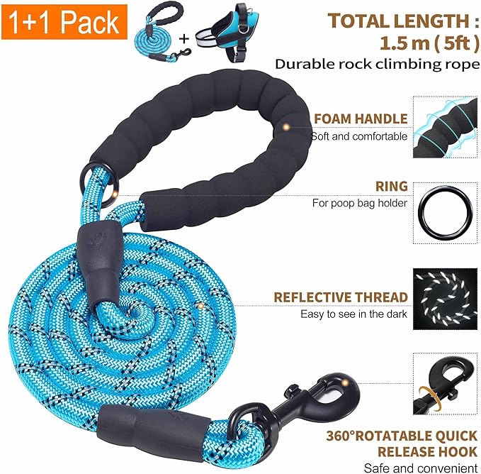 Haapaw Essential Dog Harness 3 Leash