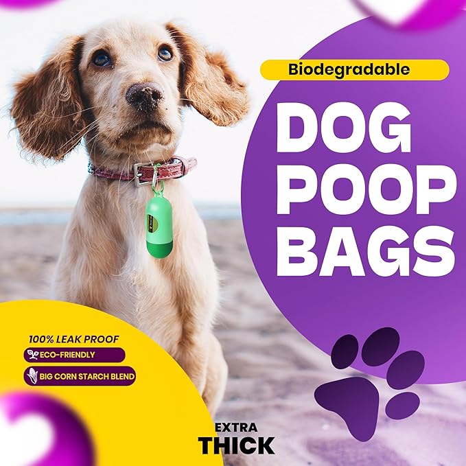 Dog Poop Bags-150 Counts with Leash Dispenser (10 Rolls)
