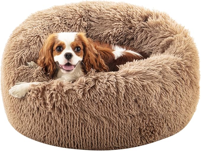 Calming Dog Bed for Medium Large Dogs 31", Brown